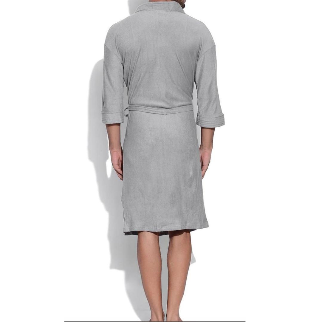 Grey POLO RALPH LAUREN UNISEX Terry Plush Robe - Luxurious Bathrobe
